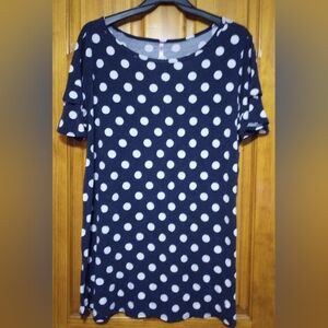 Cool Melon Navy Polka Dot Women's Nightgown, Size XL